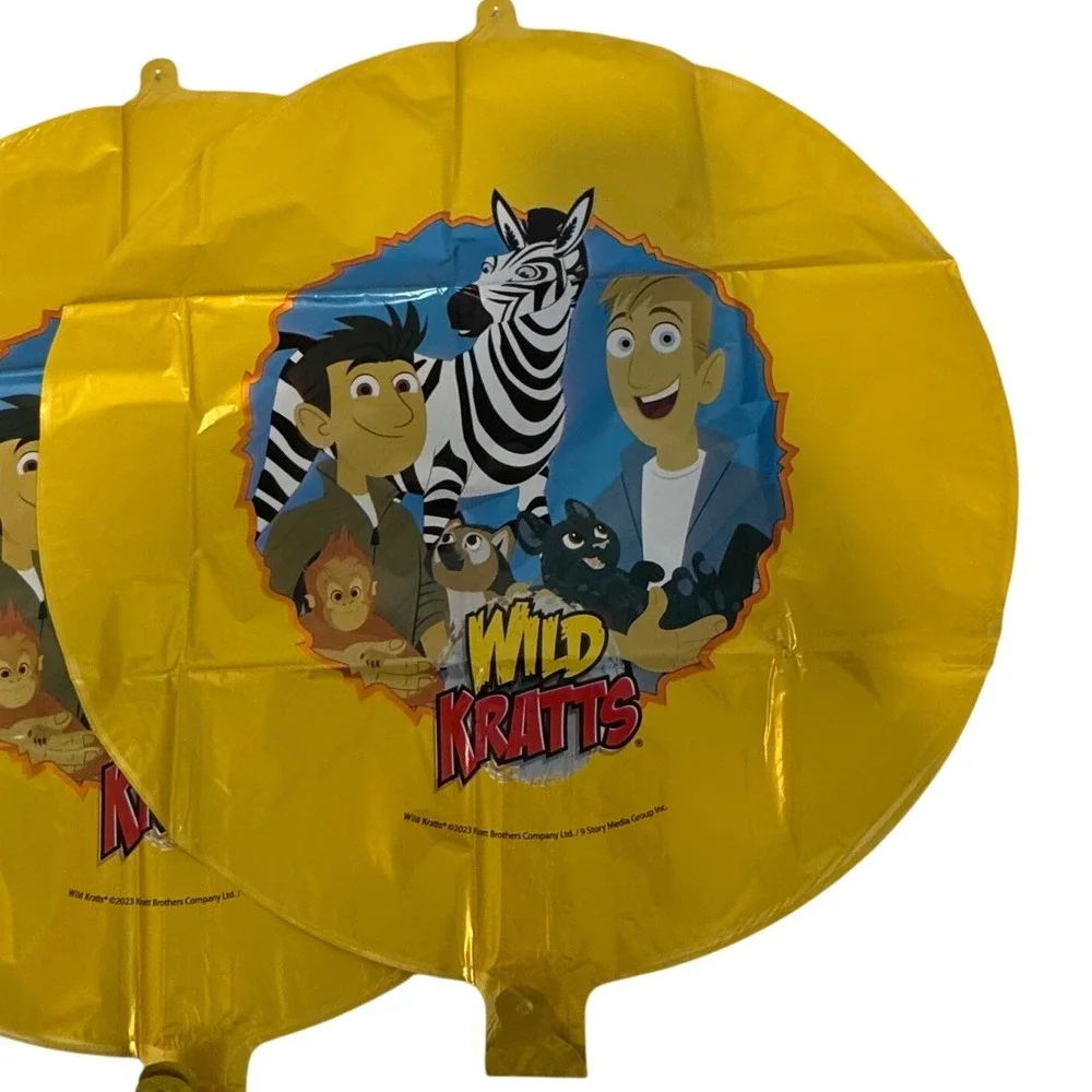 Wild Kratts Birthday Party Balloons Set of 4 Yellow Mylar Foil 17 Inch Circular